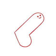 a red line drawing of an object on a white background