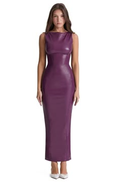 Faux Leather Dress, Bodycon Maxi Dresses, House Of Cb, Purple Leather, House Dress, Mode Inspo, Leather Dress, Merlot, Party Dresses For Women