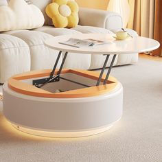 Guyii Modern Lift Top Coffee Table Cute Side Tables, Rooms Cute, Cute Side Table, Lift Up Coffee Table, Round Center Table, Room Cute, Dinner Room, Table For Small Space, Lift Top Coffee Table