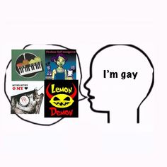 a person's head with the words i'm gay in front of it