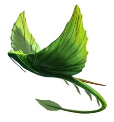 a large green leaf shaped object flying through the air