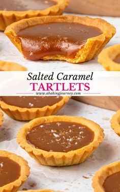 salted caramel tartles are sitting on parchment paper