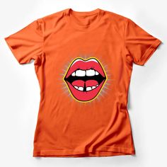 Red Lip Pop Art T-Shirt, Bold Comic Style Mouth Tee, Retro Fashion Casual Wear, Vibrant Lipstick Graphic Top, Unisex Shirt Female T-Shirt Custom graphic T-Shirt.Customize your color Shirt Female, Comic Style, Red Lip, Graphic Top, Art T Shirt, Comic Styles, Red Lips, Unisex Shirt, Custom Shirts