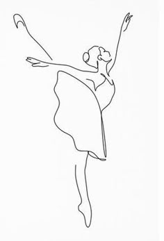 a black and white drawing of a ballerina