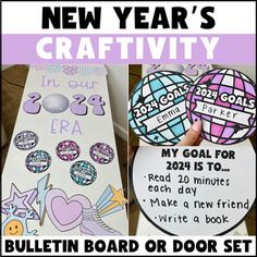 new year's craftivity for bulletin board or door set with text overlay