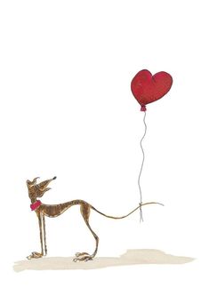 a giraffe with a heart shaped balloon attached to it