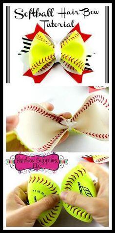 the instructions for how to make softball hair bows