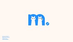 two cats in the shape of letters m and w on a white background with blue accents