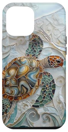 a phone case with an image of a sea turtle on it's back cover