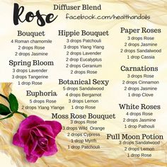 Rose essential oils Scent Recipes, Rose Blend, Eo Blends, Home Massage, Doterra Recipes, Doterra Diffuser, Floral Essential Oils