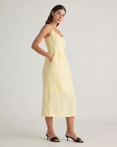 100% European Linen Scoop Neck Midi Dress Summer Linen Dress For Brunch With Relaxed Fit, Summer Brunch Linen Dress Relaxed Fit, Casual Unlined Linen Dress For Spring, Fitted Casual Linen Dress Unlined, Casual Unlined Linen Dress For Daywear, Spring Cotton Linen Dress In Flax Color, Spring Linen Dress In Natural Color, Spring Linen Dress With Square Neck, Summer Linen Dress With Square Neck