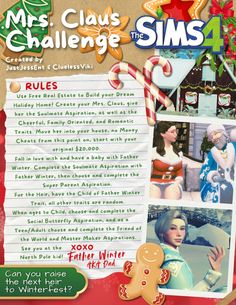 an advertisement for mrs claus's challenge the sms 4, featuring gingerbread man