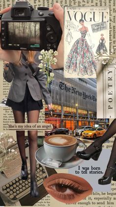 a collage of photos with women's clothing, shoes, and fashion accessories