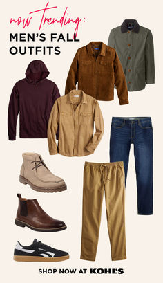 Take all of your fall outfits to the next level with can’t-miss trends like barn jackets, retro sneakers, athleisure and more. Be the first to shop men’s fall fashion trends at Kohl’s and Kohls.com. Fall Outfits For Guys, Outfits For Guys, Modern Men, Men's Outfits, Fall Outfits Men, Fall Clothes, Mens Clothes, Retro Sneakers, Mens Fall