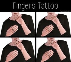 four pictures of fingers with different words on them