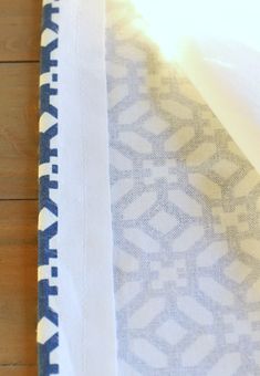 a close up of a white and blue cloth