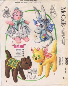 an old sewing pattern with cats and kittens on it