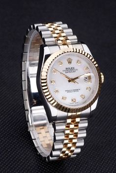 Rolex Datejust Men, Rolex Date, Dream Watches, Rolex Logo, Jewelry Fashion Trends, Mens Black Leather, Two Tone Watch, Polished Stainless Steel