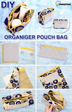 the instructions for how to make an organizer pouch bag