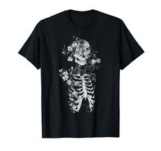 PRICES MAY VARY. Dark creepy yet pretty floral goth skull skeleton and flowers design with witchy, occult, witchcraft, occultism, dark fairycore, wicca, wiccan, pagan, grunge, edgy aesthetic. For anyone into gothic, occult, emo, dark art, creepy, horror, scary culture. Goth eboy, egirl, emo, scene, alt / alternative, streetwear apparel. Lightweight, Classic fit, Double-needle sleeve and bottom hem Dark Alt Aesthetic, Skeleton And Flowers, Skeleton Flowers, Floral Goth, Goth Skeleton, Emo Dark, Floral Skeleton, White Streetwear, Alt Aesthetic