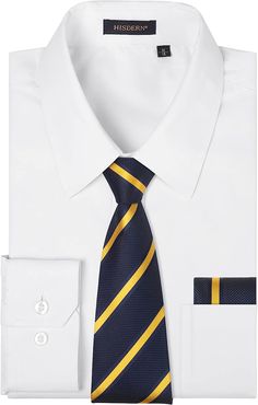 Men's Shirt with Tie Handkerchief Set - WHITE-4 White Tie For Work, White Standard Tie For Work, White Fitted Suit And Tie Accessories For Office, Shirt And Tie Combinations, Shirt With Tie, Dress Shirt And Tie, Shirt And Tie, Business Party, Valentines Day Birthday