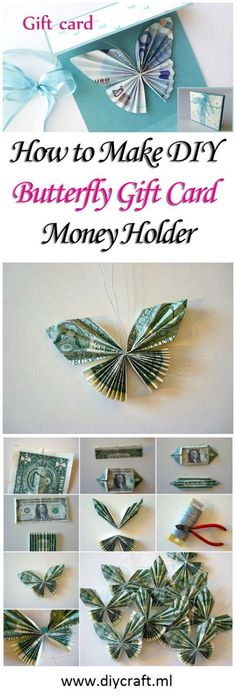 how to make diy butterfly gift card money holder with dollar bills on the side