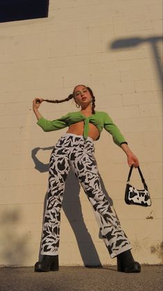 Cow Print Pants, Platform Black Boots, Printed Pants Outfits, Winter Maternity Outfits, Funky Pants, Cowboy Pants, Trendy Outfit Inspo