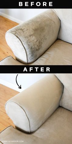 before and after couch cleaning in the living room