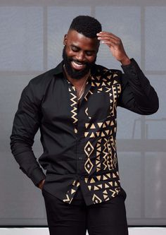 Abiade Men's African Print Button-Up (Black/Blue Red Tiles) – D'IYANU Male African Shirt Designs, African Shirts Designs, Candy Pie, Modern African Clothing, Men African Fashion, African Print Shirt, African Wear Styles For Men, Latest African Men Fashion, African Attire For Men