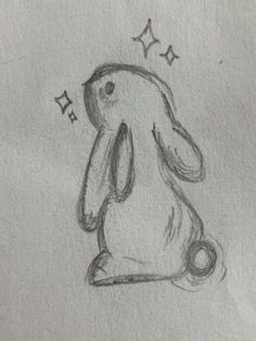 a drawing of a bunny with stars on its head