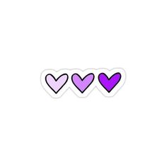 three hearts sticker in purple and pink on a white background with space for text