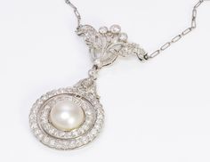 Edwardian Pearl Pendant. Antique Edwardian platinum diamond pearl pendant. Archibald Knox, Antique Jewelry Necklace, Edwardian Jewelry, Pearl Brooch, Gold Pearl, Pearl Pendant, Antique Jewelry, Jewelry Necklace Pendant, Diamond Necklace