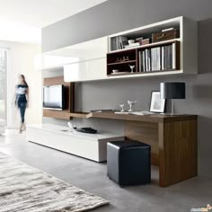 modern living room with white and wood furniture