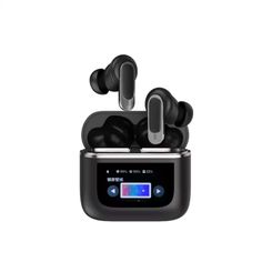 an image of the bluetooth earbuds with charging case on white back ground