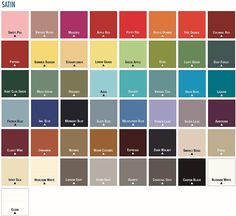 the color chart for different shades of paint