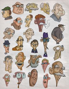 an image of cartoon faces on a piece of paper