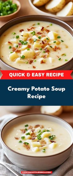 creamy potato soup with bacon in a bowl