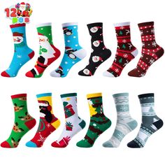 Our cute socks with various Christmas patterns include 12 pairs of fuzzy colorful socks. Fits adults shoe size 6-9 (socks size 9-11) Great for Christmas gifts, holiday gifts, Christmas, vacation gifts, Christmas gifts, New year gifts, and also suitable for Christmas parties. Made of 95% polyester, and 5% spandex. Machine wash cold. Tumble dry. Iron on low heat. Safety test approved. Item #: 14193 Christmas Vacation Gifts, Heat Safety, Holiday Socks, Christmas Patterns, Socks For Women, Warm Socks, Man Set, Cute Socks, Christmas Parties