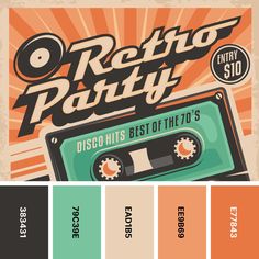 the retro party poster with an old cassette