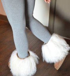 "Mongolian Lamb Boot Cuffs. These now come with an elastic top for extra security! Can be worn on boots or alone. 16 \" wide. Can be gently hand washed if soiled. Lay flat to dry. Or, get professional fur cleaning. Pictured is on a classic short boot." Faux Fur Lined Black Pull On Boots, Fluff Uggs Boots, Fur Boots Game Day, Ugg Ancle Winter Boots, Faux Fur Over The Knee Boots, Faux Fur Black Slip On Boots, Faux Fur Boots With Jeans, Ugg Two Part Boots, Knee Length Boots Fur