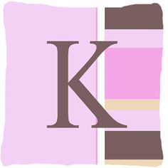 the letter k is in brown and pink