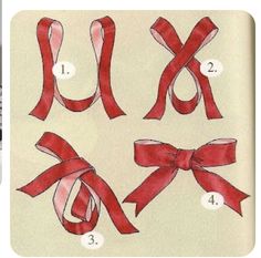 the instructions for how to make a ribbon bow with ribbons and bows are shown in this page