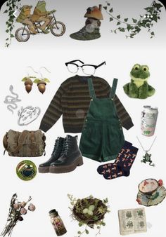 Frog Style Outfit, Frog Clothes Aesthetic, Frog And Toad Inspired Outfits, Frog Core Outfit, Frog And Toad Outfit, Frog And Toad Aesthetic Outfits, Frog Themed Outfit, Frog Outfit Aesthetic, Frog Aesthetic Outfit