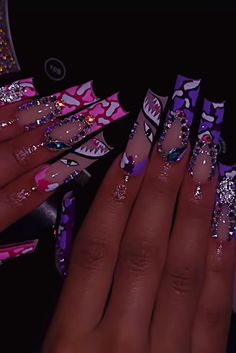 Cute Acrylic Nail Designs, Dope Nail Designs, Long Acrylic Nails Coffin, Acrylic Nails Coffin Pink, Unique Acrylic Nails, Long Square Acrylic Nails, Bling Acrylic Nails