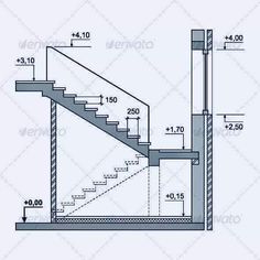 a drawing of a stair case with measurements