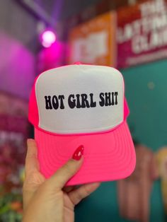 Girl Trucker, Custom Trucker Hats, Casual Bodysuit, Denim Leggings, Swimwear Sale, Shoe Charms, Trucker Cap, Neon Pink, Summer Style