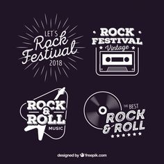 four different logos for rock and roll festival