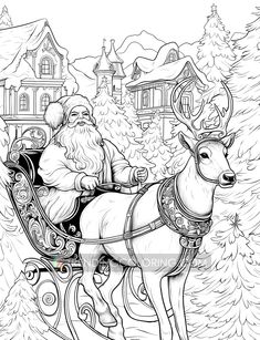 santa claus riding in his sleigh through the woods