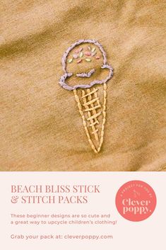 the beach bliss stick and stitch packs are designed to look like an ice cream cone