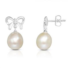 Sterling Silver Freshwater Pearl with Bow Ribbon Drop Earrings with Push Back Closure / Pearl & Cubic Zirconia. This item is rhodium plated. This Elegant Earring with a unique classy cut is made to shine! A great gift for both children and adults! Stone: Pearl & Cubic Zirconia Earring Type: Dangle/Drop Closure: Push Back Condition: Brand New Authentic Sterling Silver We ship Fast and Free from NY City! Questions and Returns? Feel free to message us for any product related questions and we will g Gold Rope Chains, Bow Ribbon, Ny City, Cubic Zirconia Earrings, Zirconia Earrings, Silver Shop, Pearl Earrings Dangle, Gold Chain Necklace, Jewelry Earrings Hoops